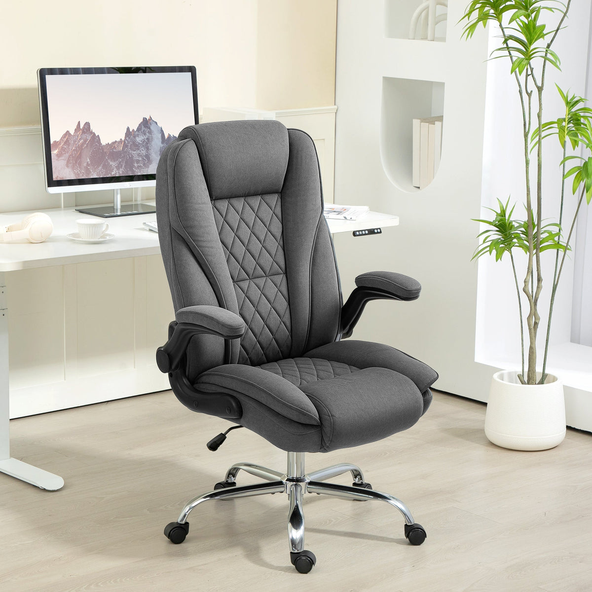 Chaise de bureau Hayden avec accoudoirs relevables - Gris foncé