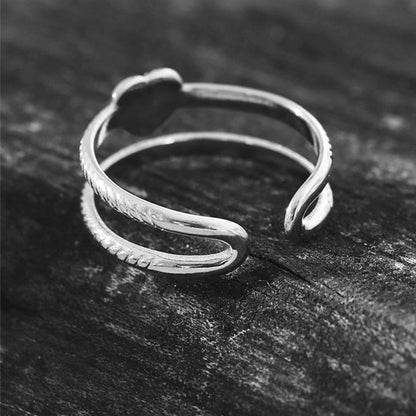 RENEE Silver Toned White Gold: Double Stacked Zirconia (CZ) Embellished Heart Ring