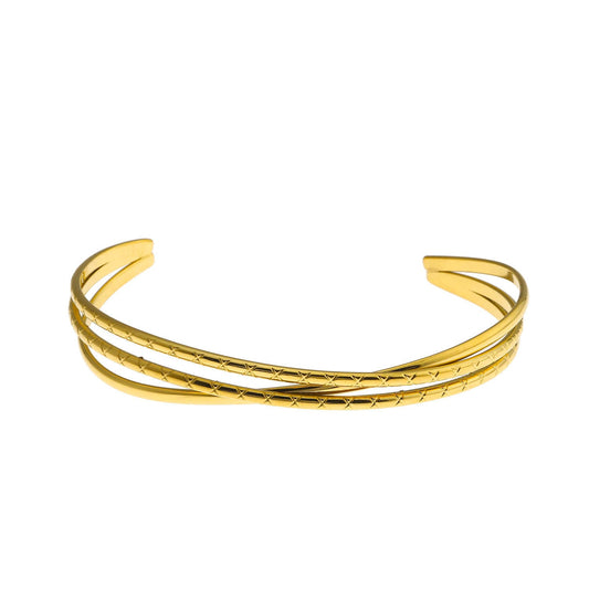 Style RENIE : Bracelet Overpass triple épaisseur avec motifs crantés
