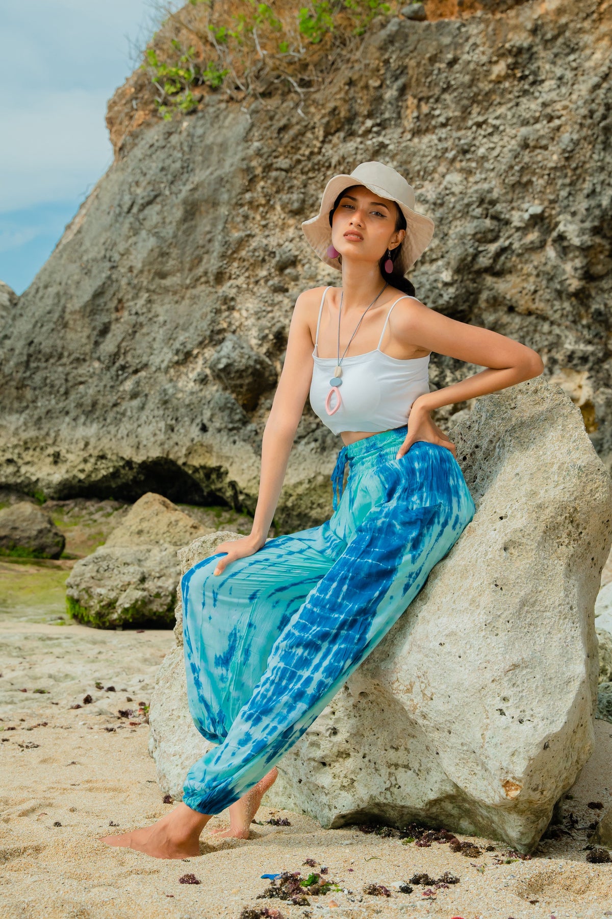 Bone Tie Dye Bali Pants - Blue
