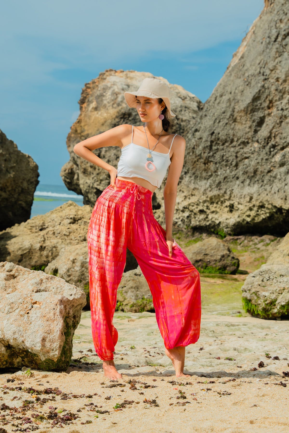 Bone Tie Dye Bali Pants - Pink
