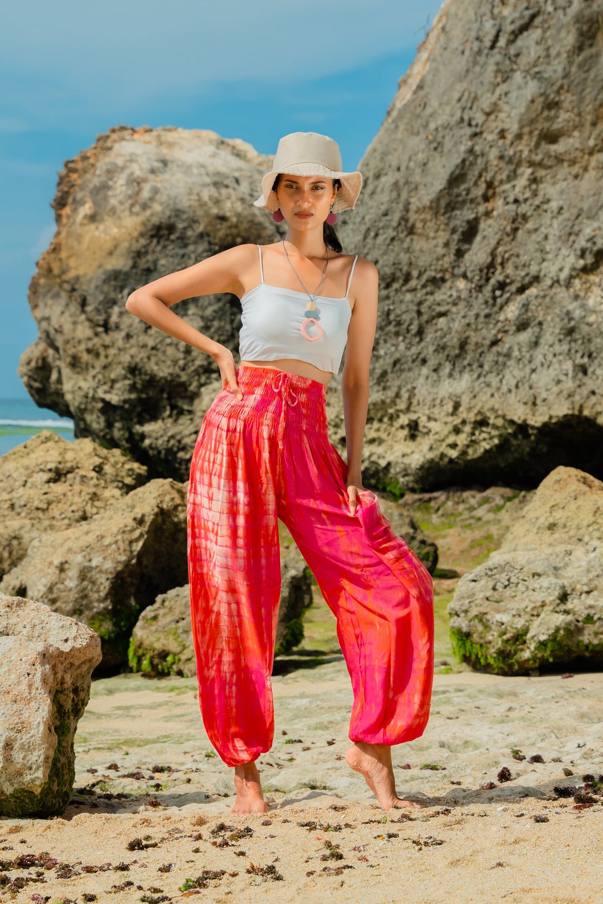 Bone Tie Dye Bali Pants - Pink
