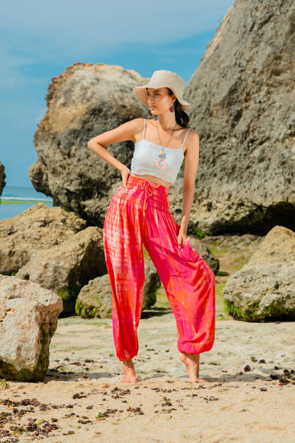 Bone Tie Dye Bali Pants - Pink