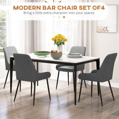 Chaises de salle à manger modernes en cuir vegan Blake avec capitonnage losange - Lot de 4 - Gris