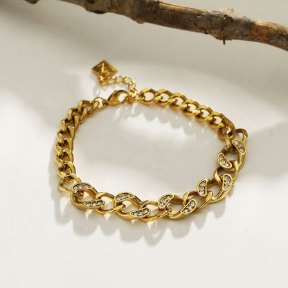 ROUBAIX Gold: Cuban Link-Chain Zirconia Statement Bracelet