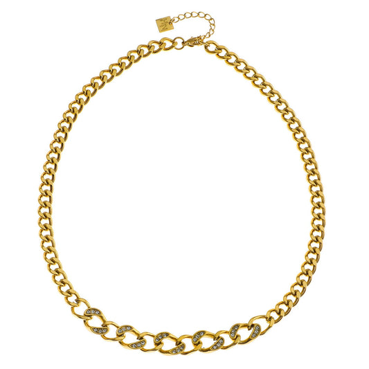 Collier Déclaration Grosse Chaîne Cubaine ROUEN avec Zircons
