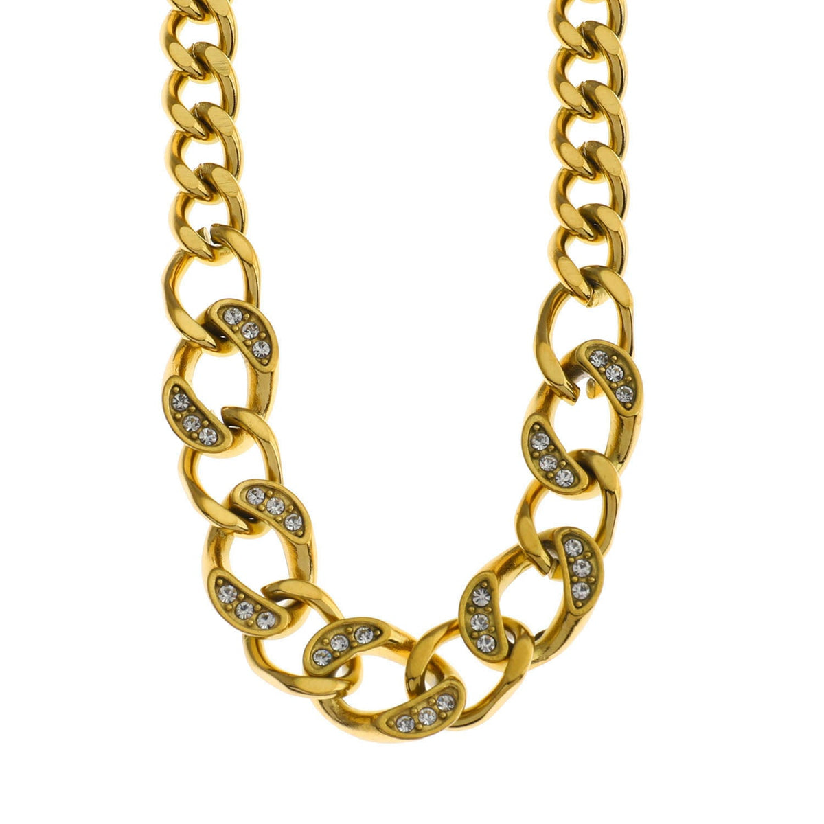 Collier Déclaration Grosse Chaîne Cubaine ROUEN avec Zircons