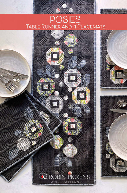 Chemin de table et 4 sets de table motif par Robin Pickens