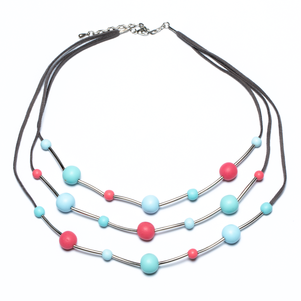 Triple Strand Resin Ball Necklace