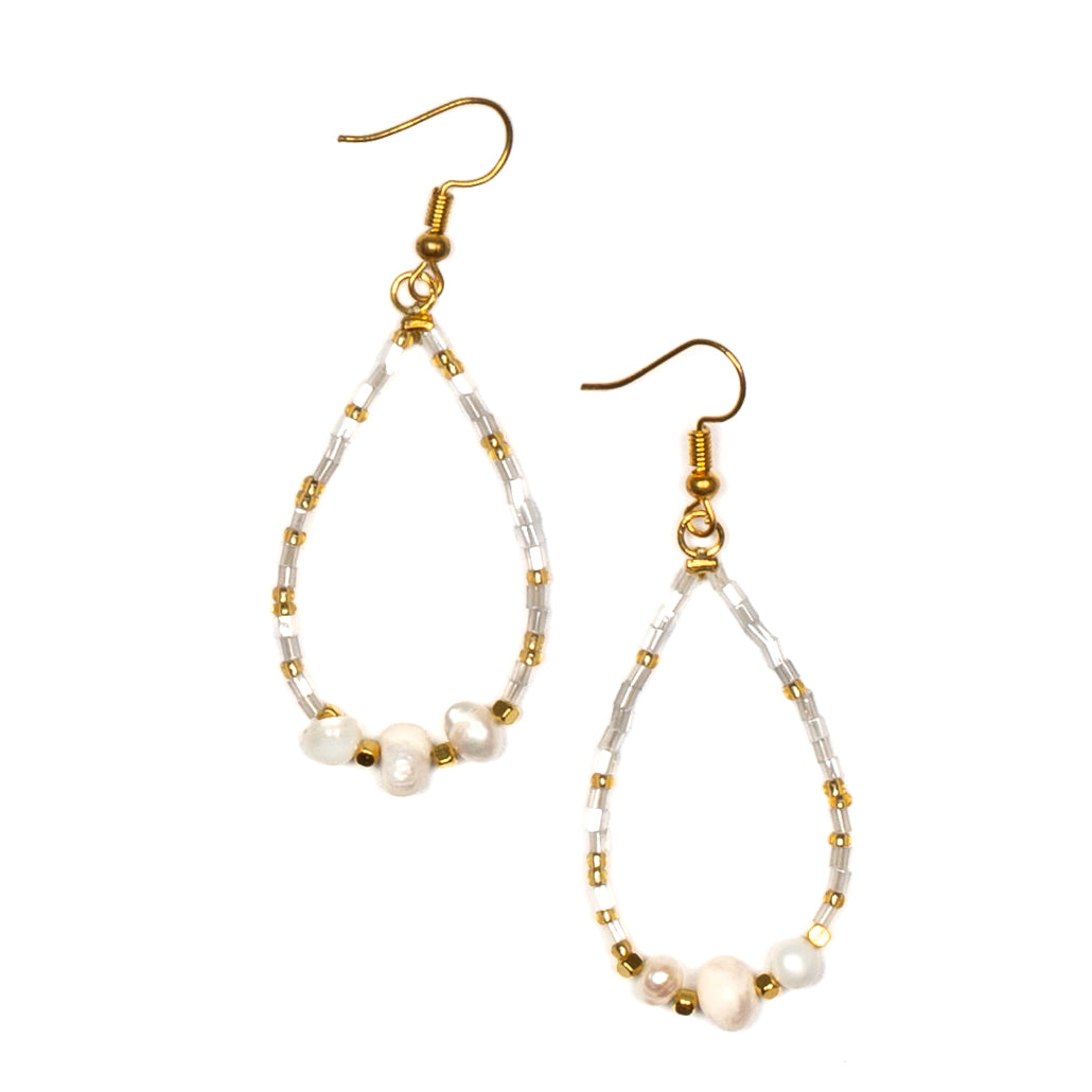 Tear Drop Earrings With Pearls