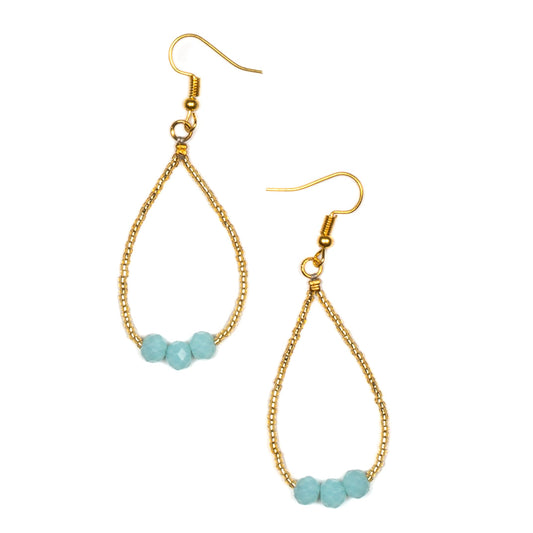 Tear Drop Earring With Crystal Beads