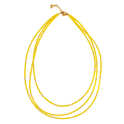 Triple Strand Seed Bead Necklace With Gold Accents