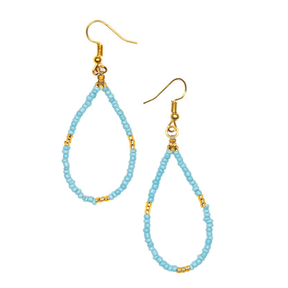Tear Drop Seed Bead Earrings With Gold Accents
