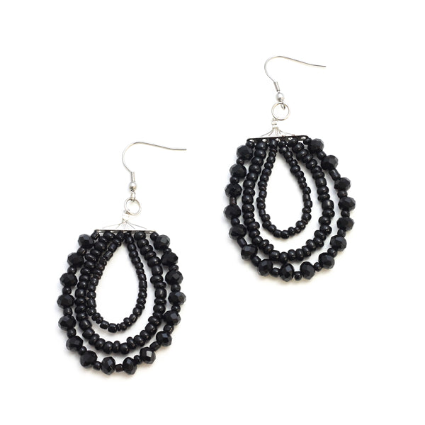 Triple Strand Crystal Bead Earring