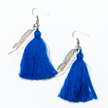 Tassel Earrings With Leaf Charm