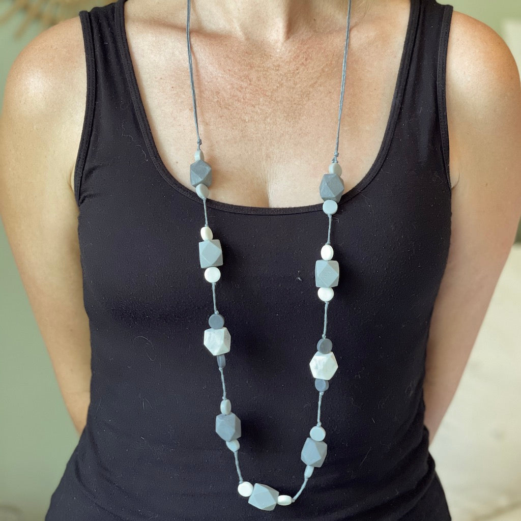 Long Resin Faceted Cube Necklace