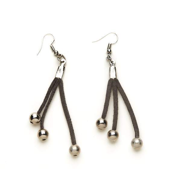 Suede Earring With Silver Balls