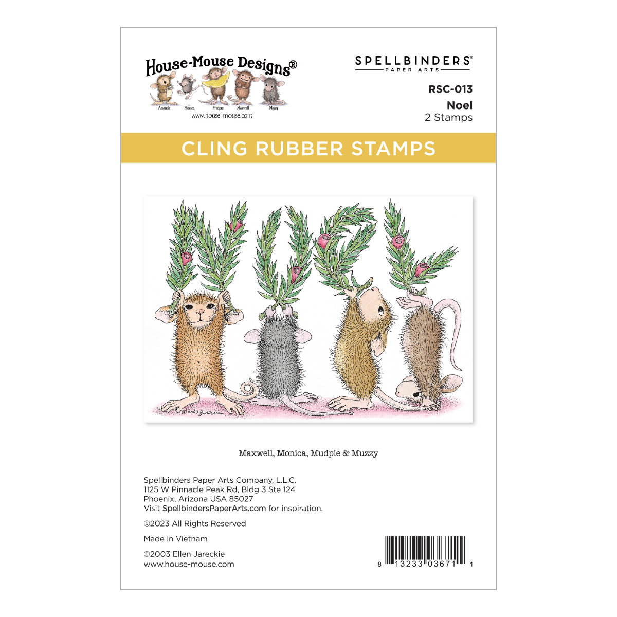 Set de tampons en caoutchouc Noel Cling de la collection House-Mouse Holiday