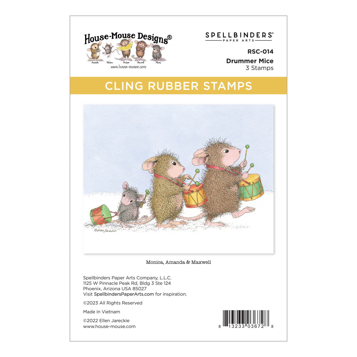 Drummer Mice Cling Rubber Stamp Set from the House-Mouse Holiday Collection