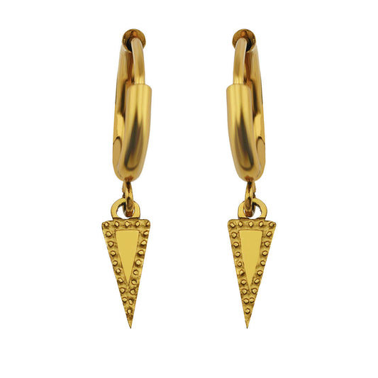 RYLEE Gold : Boucles d'oreilles créoles d'inspiration vintage avec un pendentif triangle