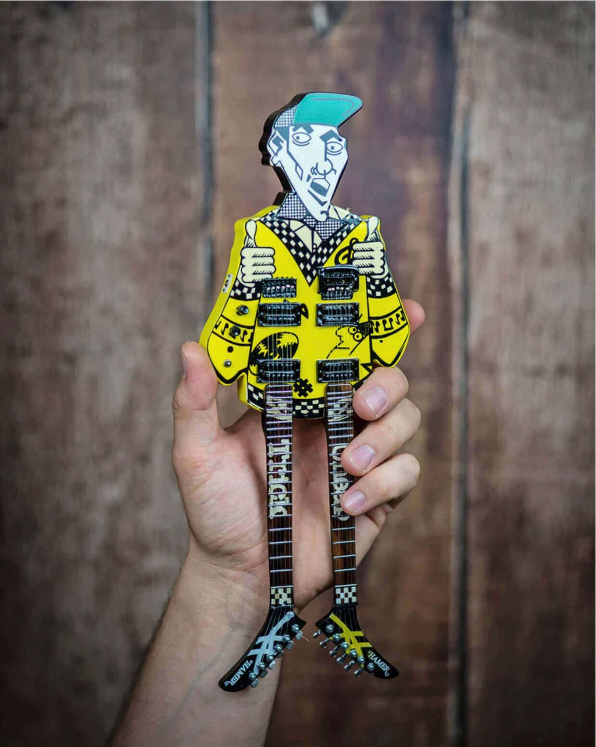 RICK NIELSEN™ Uncle Dick Doubleneck Mini Guitare Réplique de Collection - Sous Licence Officielle