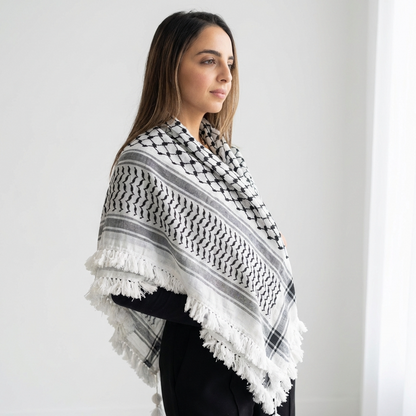 Royal Kufiya (Keffiyeh) | White Handmade Tassels