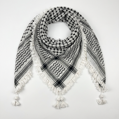 Royal Kufiya (Keffiyeh) | White Handmade Tassels