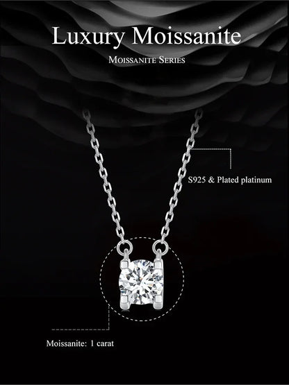 Radiant 1ct Moissanite Sterling Silver Pendant Necklace