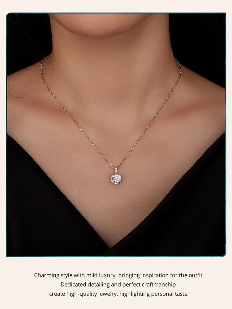 Pendentif Collier en Argent Sterling et Moissanite 1 carat "Pétale de Perfection"