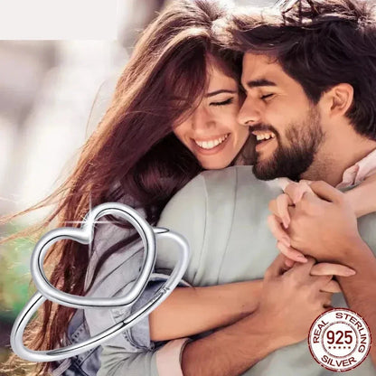 Bague minimale en argent sterling 925 en forme de cœur