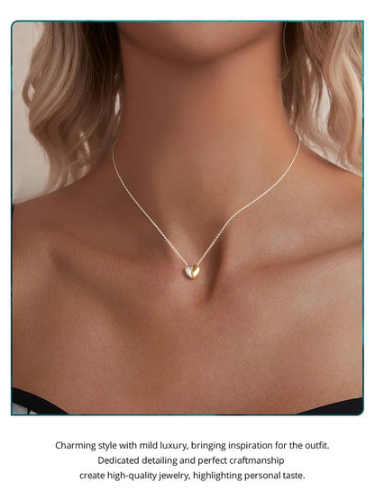 Collier pendentif cœur plaqué or pour femme - Bijou cœur de couple en argent sterling 925