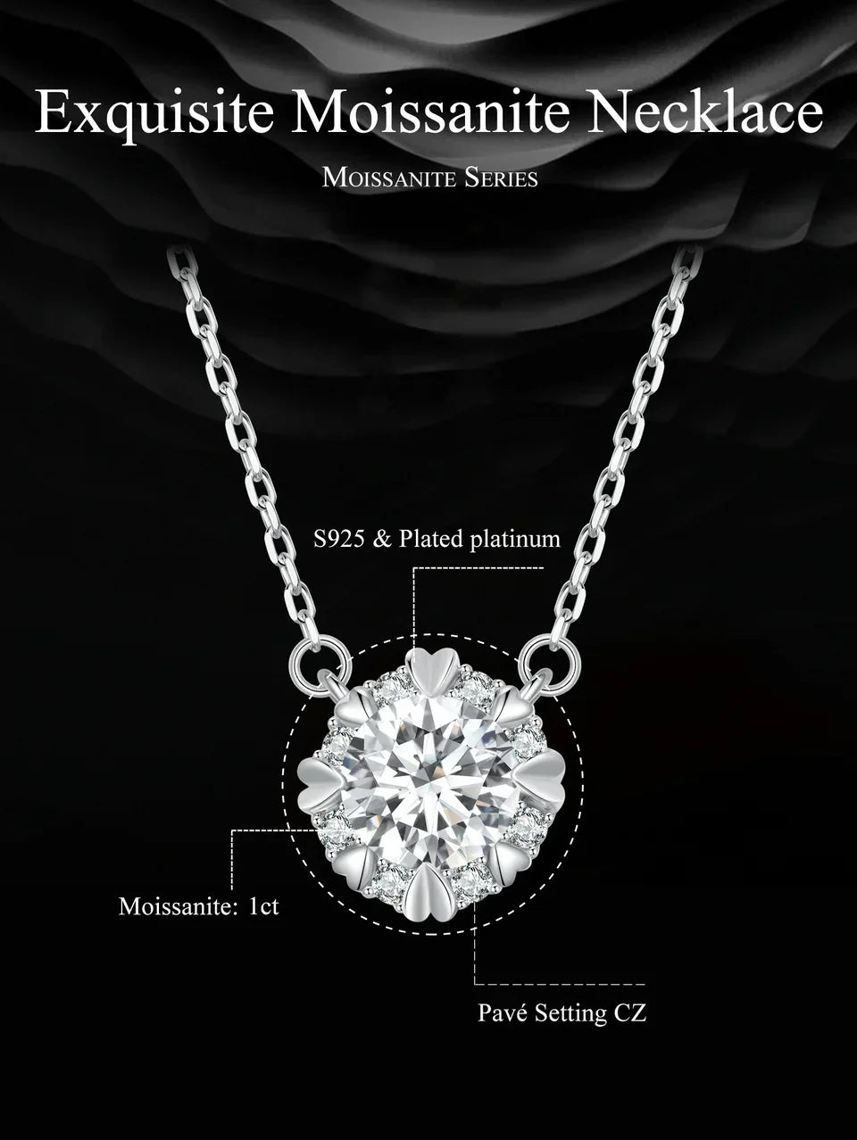 Dazzling Diamond Alternative: 1ct Moissanite Sterling Silver Pendant Necklace