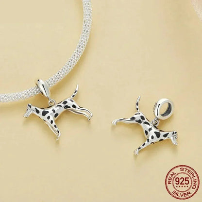 Pendentif Chien Argent Sterling 925 Véritable pour Bracelet - Caniche Teckel