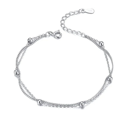 925 Sterling Silver Double Bead Chain Bracelet