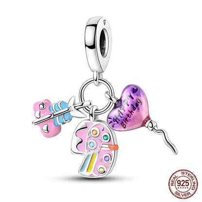 Festive Fun Sterling Silver Birthday Charm