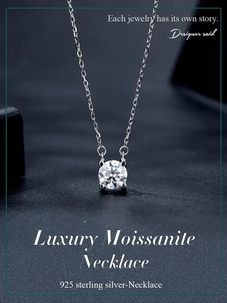 Radiant 1ct Moissanite Sterling Silver Pendant Necklace