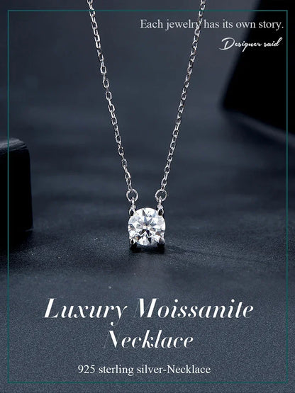 Radiant 1ct Moissanite Sterling Silver Pendant Necklace