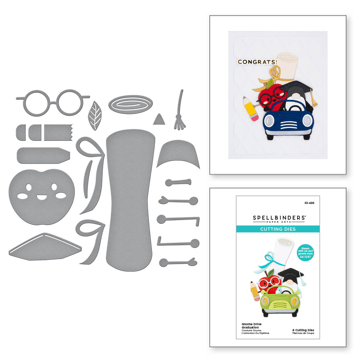 Matrices de découpe gravées Gnome Drive Graduation de la collection Gnome Drive