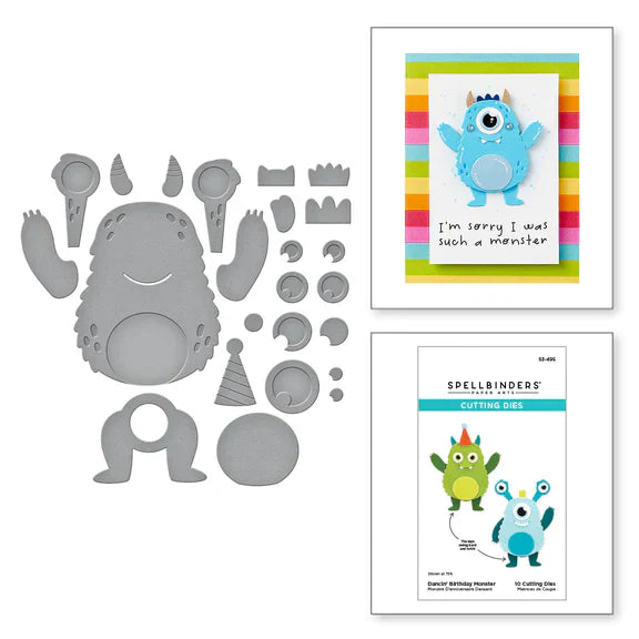 Dancin' Birthday Monster Etched Dies from the Monster Birthday Collection
