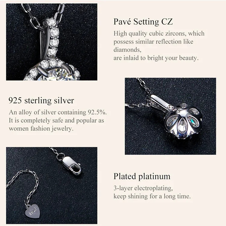 Pendentif Collier en Argent Sterling et Moissanite 1 carat "Pétale de Perfection"