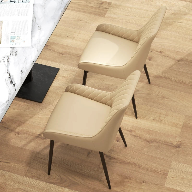 Chaises de salle à manger modernes Blake avec capitonnage en losanges et pieds en acier – Lot de 2 – Kaki