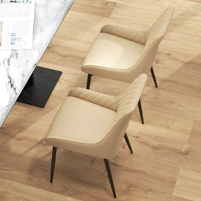 Chaises de salle à manger modernes Blake avec capitonnage en losanges et pieds en acier – Lot de 2 – Kaki