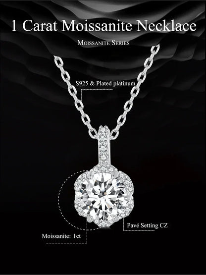Pendentif Collier en Argent Sterling et Moissanite 1 carat "Pétale de Perfection"
