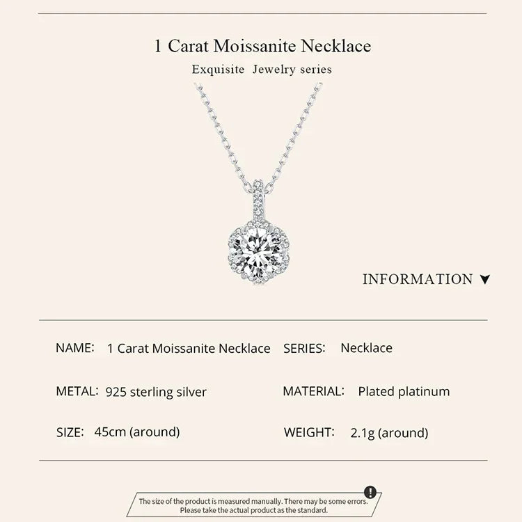 Pendentif Collier en Argent Sterling et Moissanite 1 carat "Pétale de Perfection"