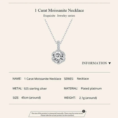 Pendentif Collier en Argent Sterling et Moissanite 1 carat "Pétale de Perfection"