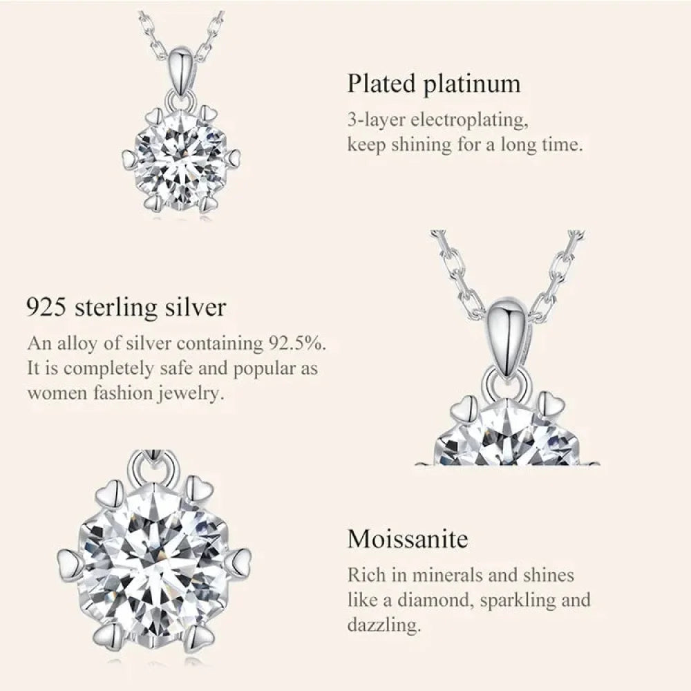Superbe Collier Pendentif Moissanite 1 Carat | Argent Sterling 925 | Bijoux Fins de Mariage et de Mariée