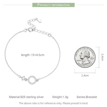925 Sterling Silver Ring Chain Bracelet