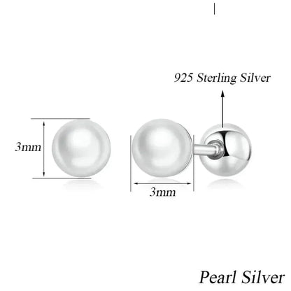 Charme et élégance : clous d'oreilles à vis en argent sterling 925 avec perles