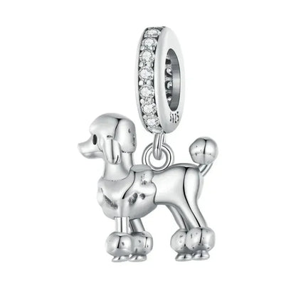 Pendentif Chien Argent Sterling 925 Véritable pour Bracelet - Caniche Teckel