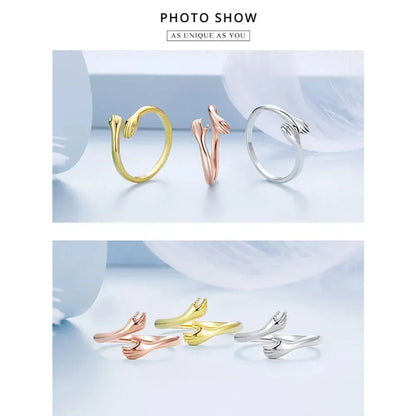 Sterling Silver Hug Ring (Adjustable)